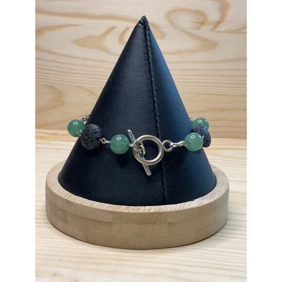 Aventurine Lava Rock Tarnish-Free Chain Bracelet - Picture 3 of 3